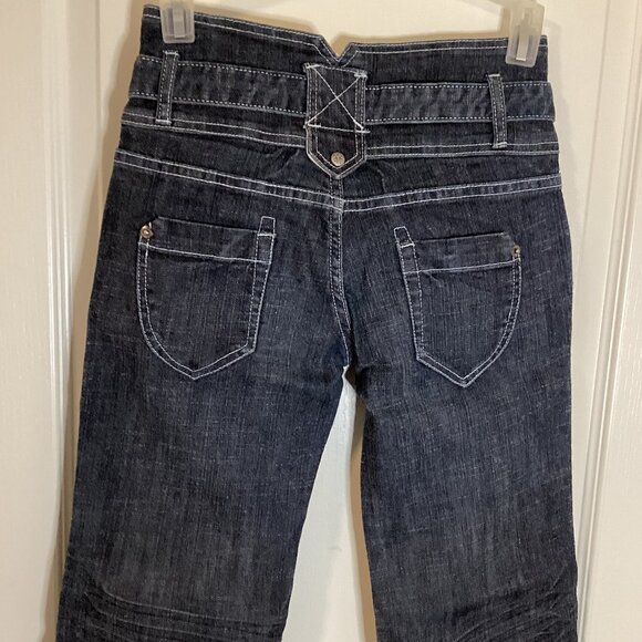 Boom Boom Women's Denim Jeans With Belt Pants Size 1 Bell Legs Hippie Y2K - Picture 8 of 12